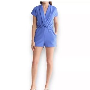 NWT Bebe Blue Surplice Romper S